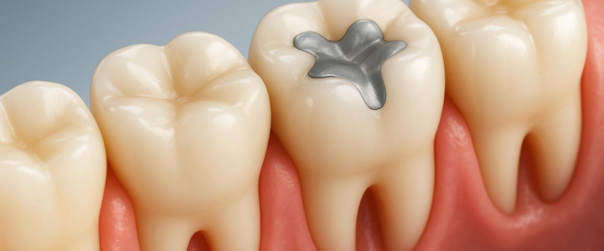 tooth with a silver filling
